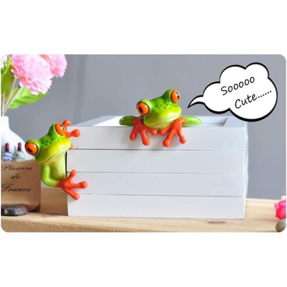 2 Pcs Funny Resin Frogs Decor, 3D Creative Craft Animal Frog Figurine - Picture 6 of 7